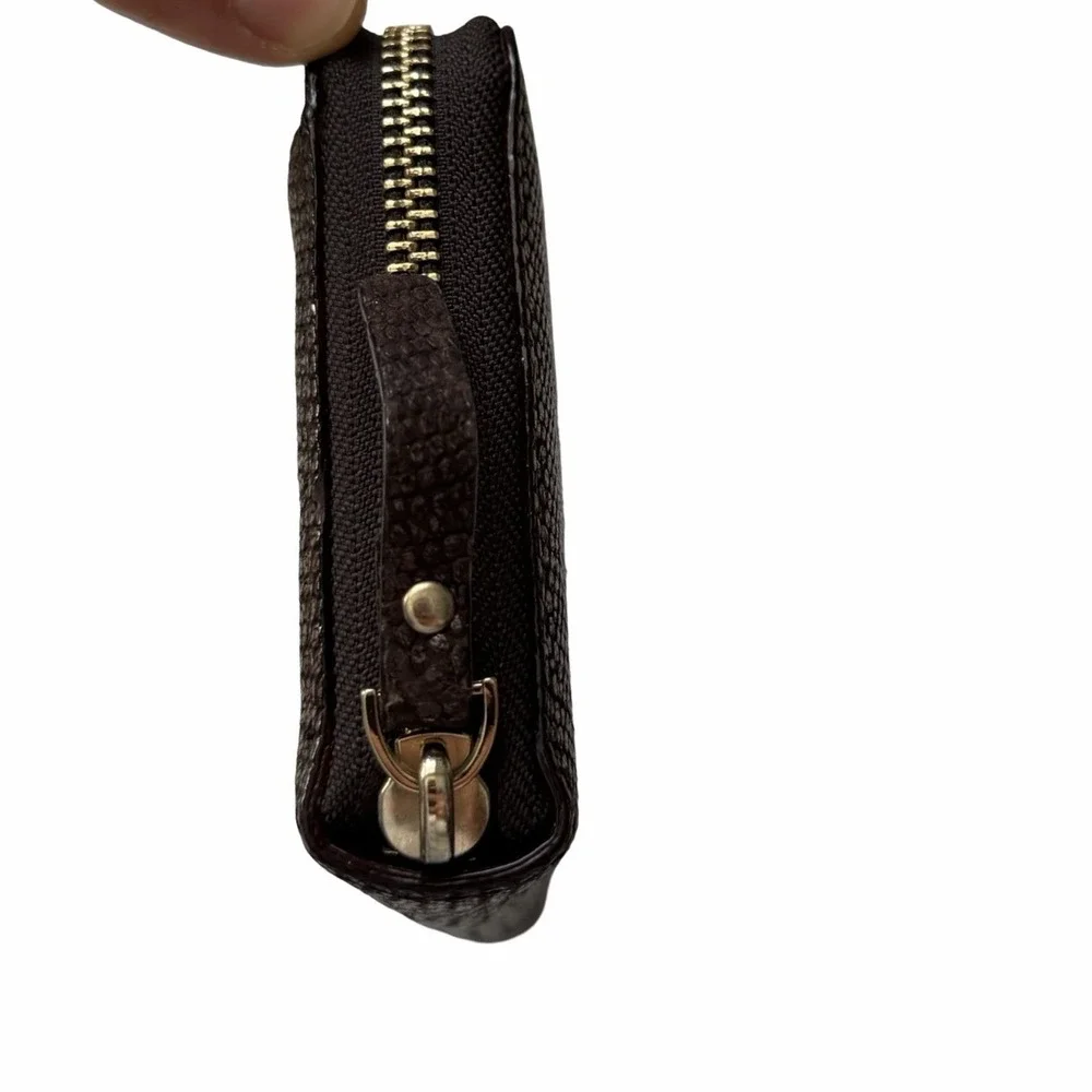Kate Spade Snakeskin Embossed‎ Leather Metallic Zip Large Wallet in Brown/Gold
